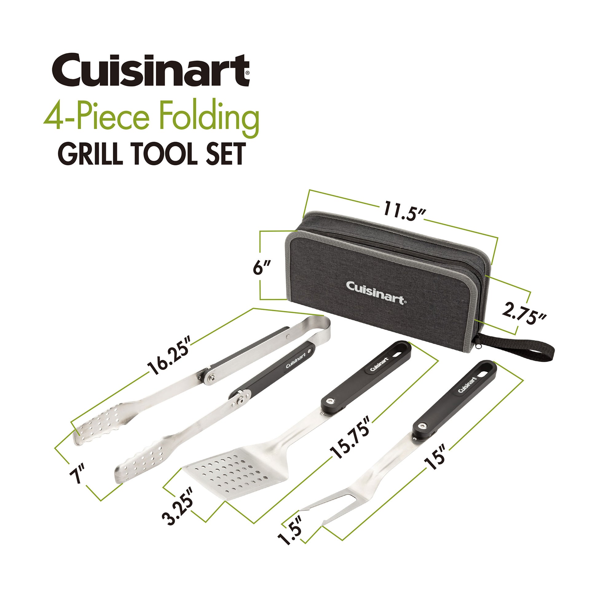 Charcoal Cuisinart Outdoors® 4-Piece Folding Grill Tool Set