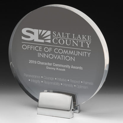 Round Award w/Chrome Base (6 1/2" dia. x 3/4") - 4 Color Process