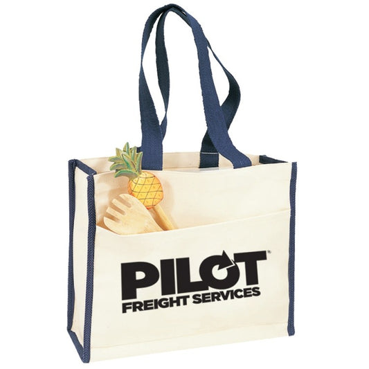 Canvas Gusset Tote w/Colored Handles