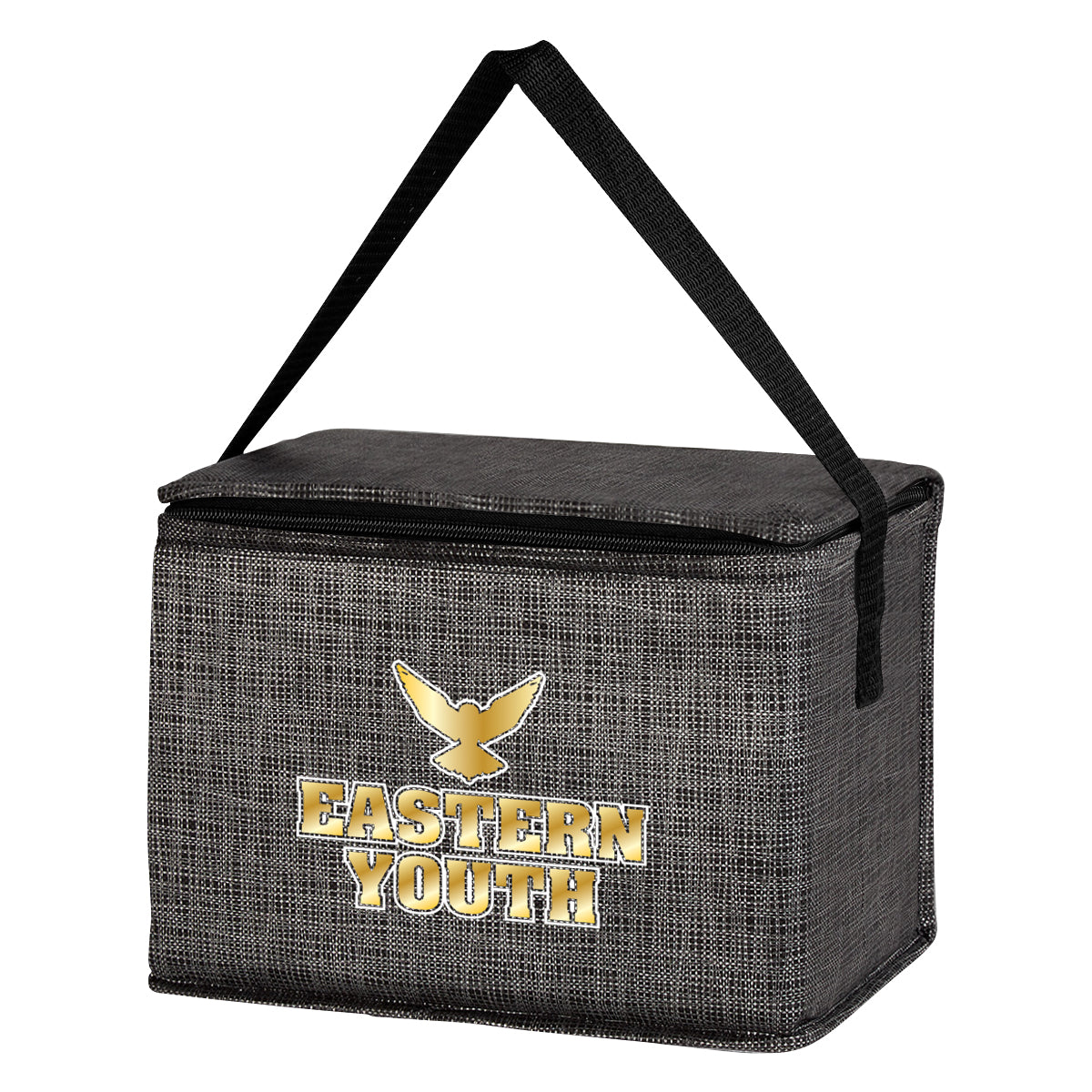 CHARCOAL Crosshatch Non-Woven Lunch Bag  grouped
