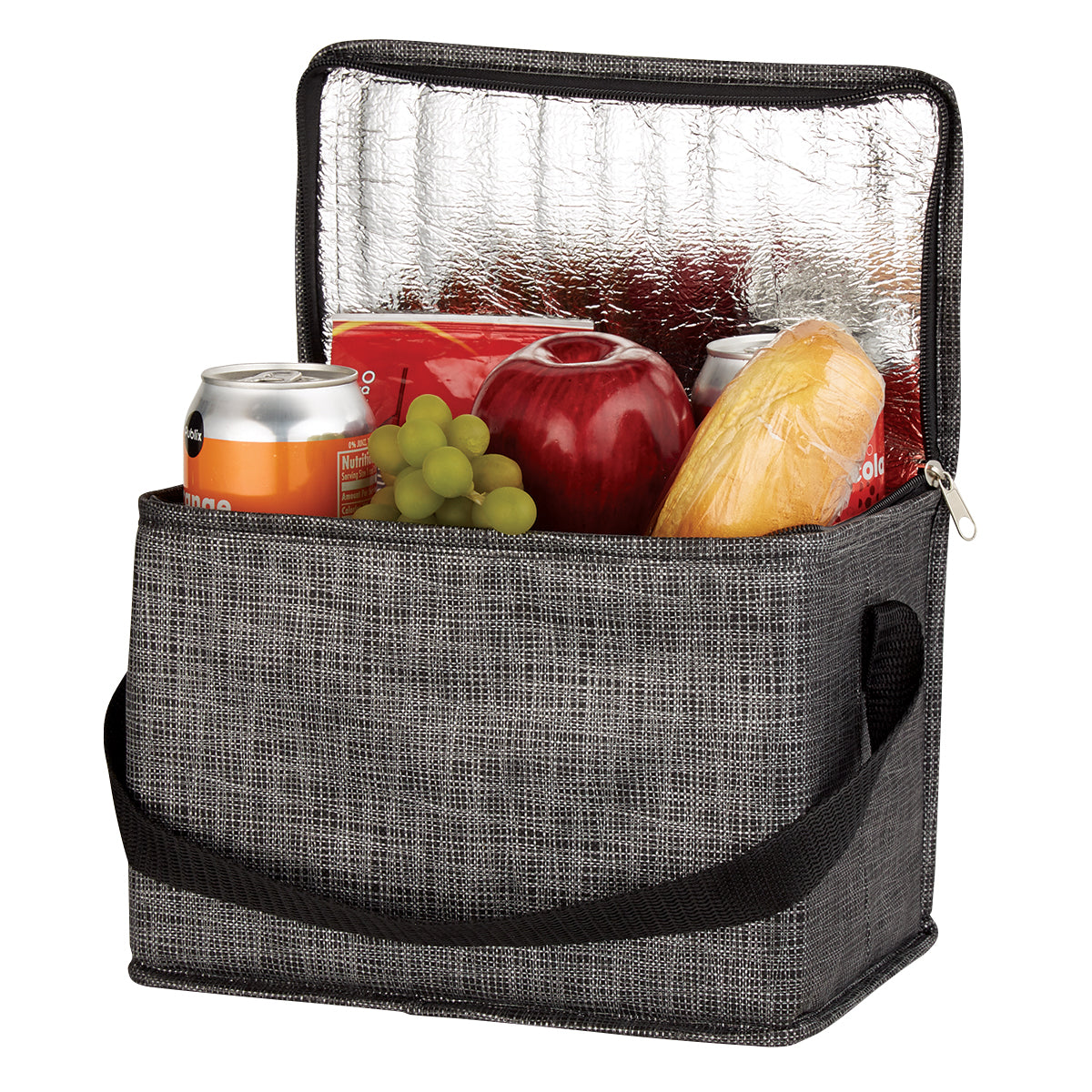 CHARCOAL Crosshatch Non-Woven Lunch Bag plain grouped