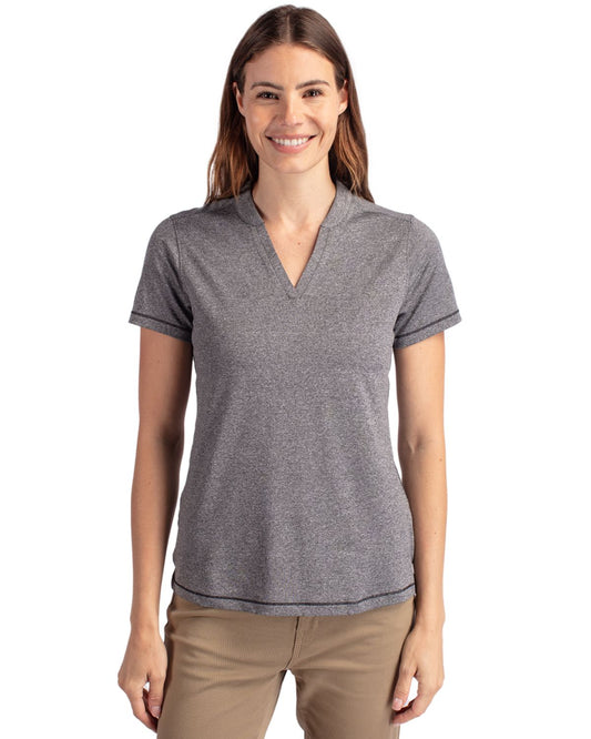 Charcoal Heather Cutter & Buck Forge Eco Heathered Stretch Womens Blade Top  - XS