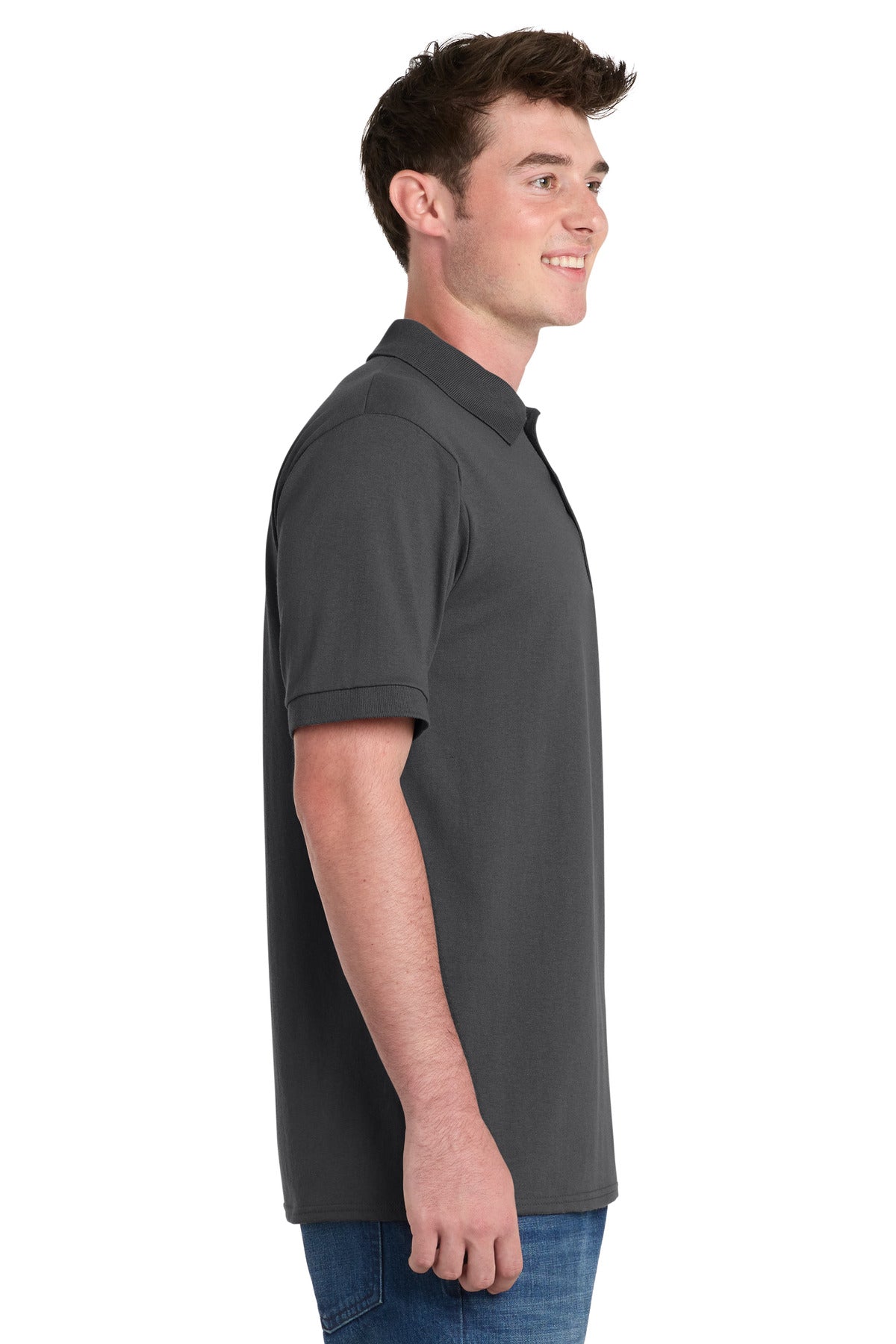 Charcoal Port & Company Core Blend Jersey Knit Pocket Polo. KP55P