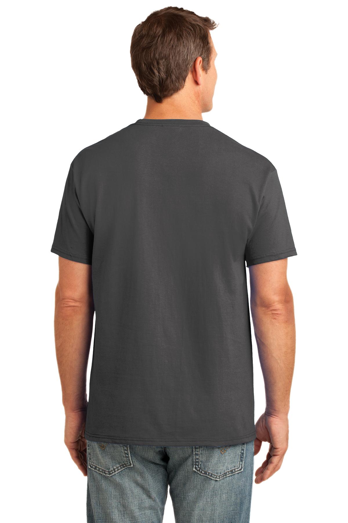 Charcoal Port & Company Core Cotton Pocket Tee. PC54P