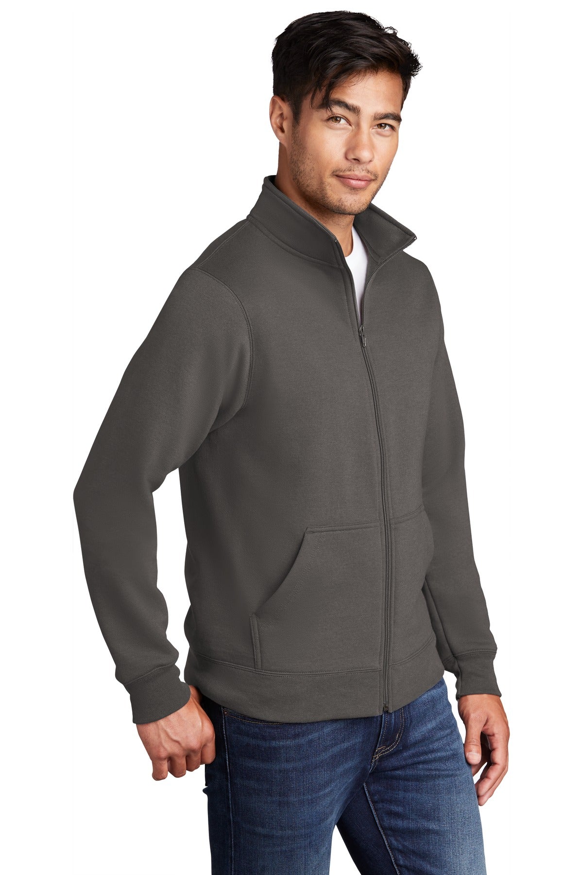 Charcoal Port & Company Core Fleece Cadet Full-Zip Sweatshirt PC78FZ