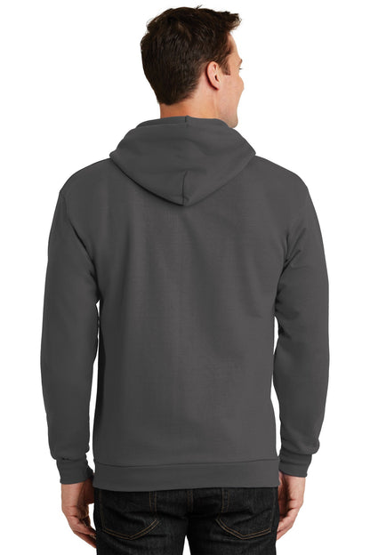 Charcoal Port & Company Essential Fleece Full-Zip Hooded Sweatshirt. PC90ZH