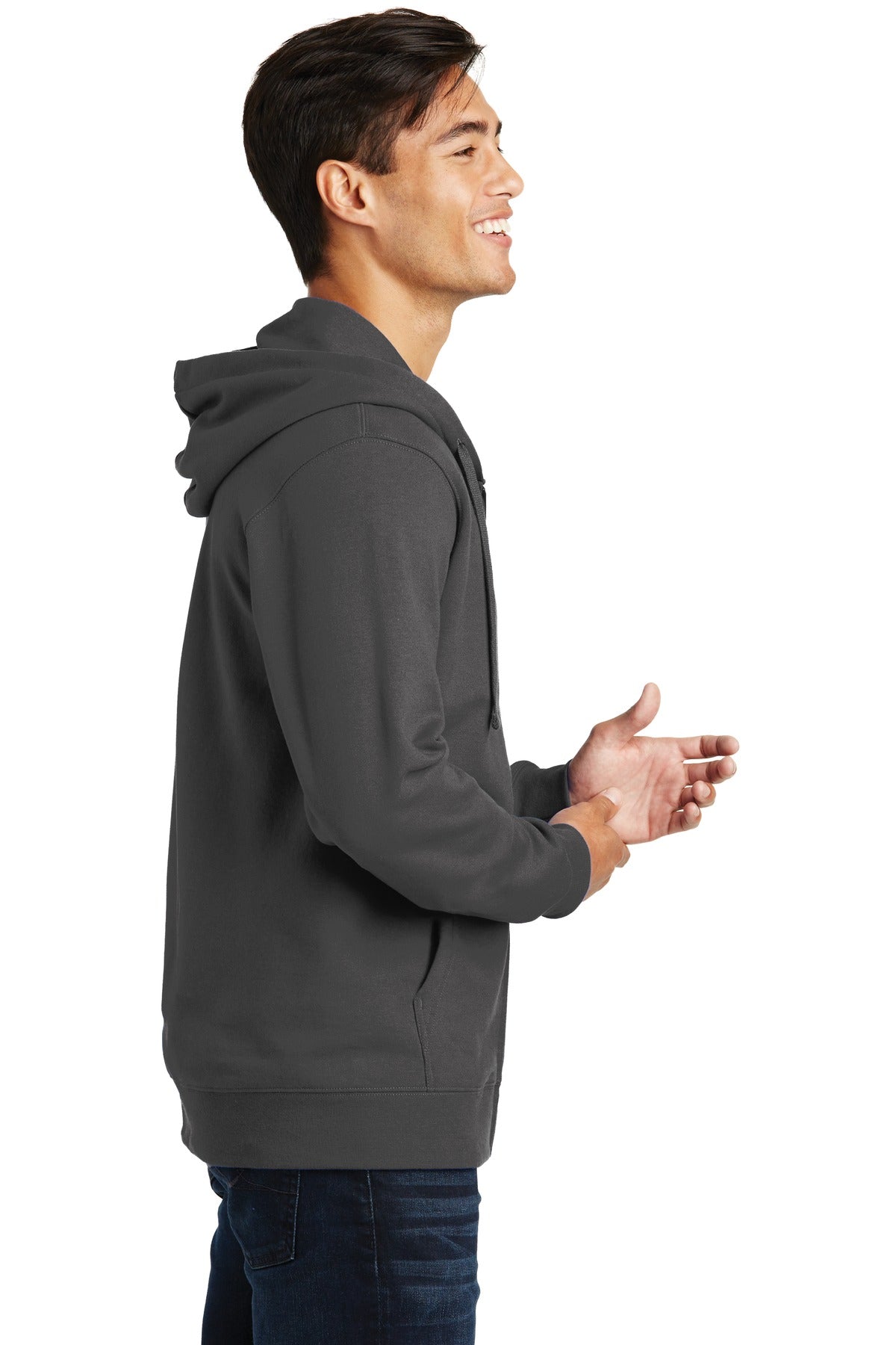 Charcoal Port & Company Fan Favorite Fleece Full-Zip Hooded Sweatshirt. PC850ZH