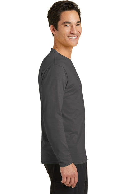 Charcoal Port & Company Long Sleeve Performance Blend Tee. PC381LS