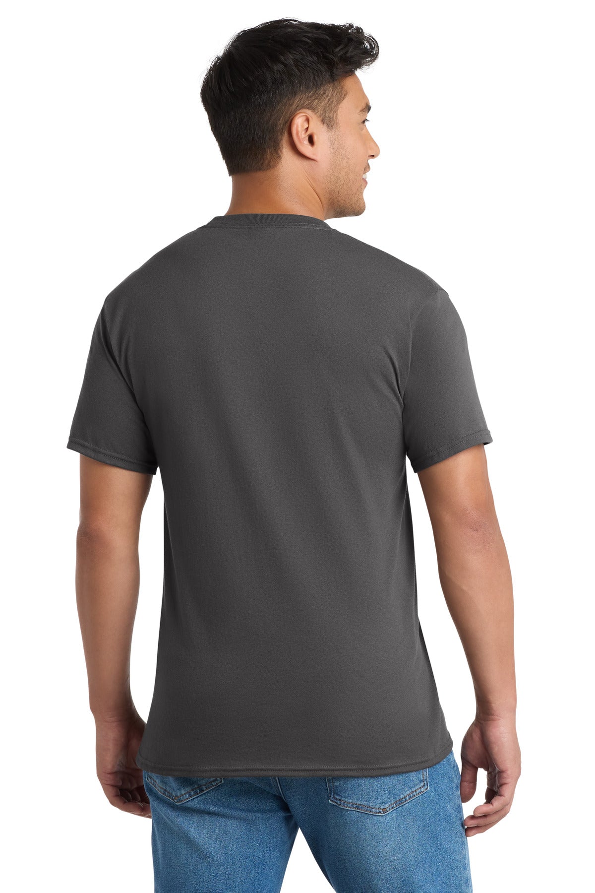 Charcoal Port & Company Tall Core Blend Pocket Tee. PC55PT