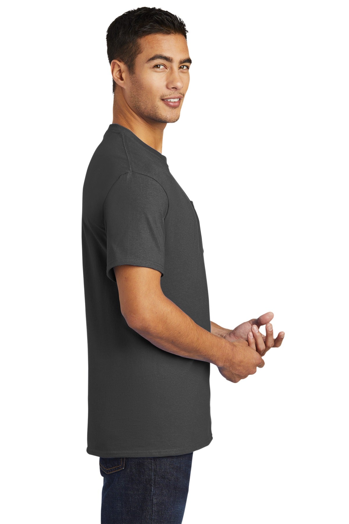 Charcoal Port & Company - Tall Essential Pocket Tee. PC61PT