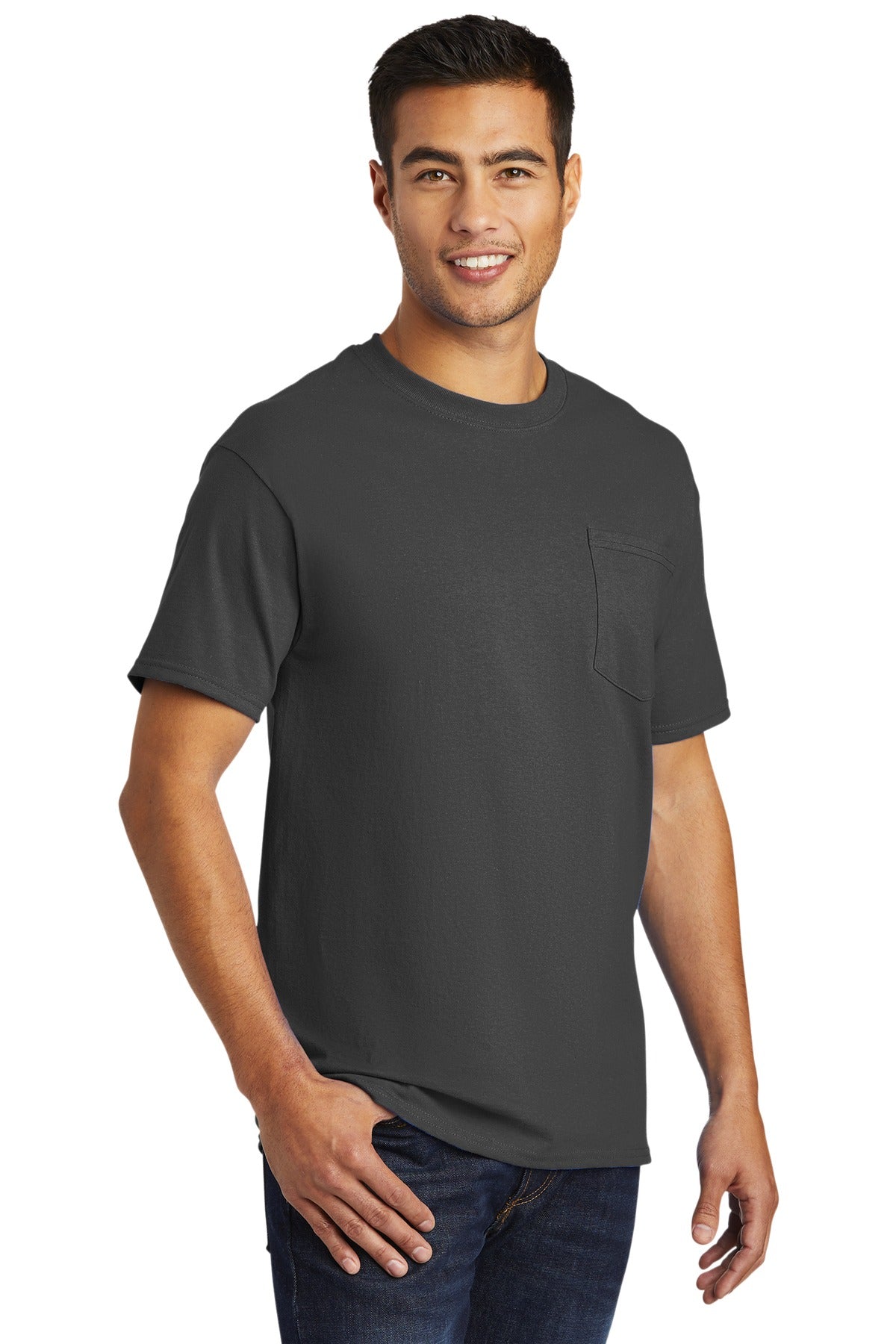 Charcoal Port & Company - Tall Essential Pocket Tee. PC61PT