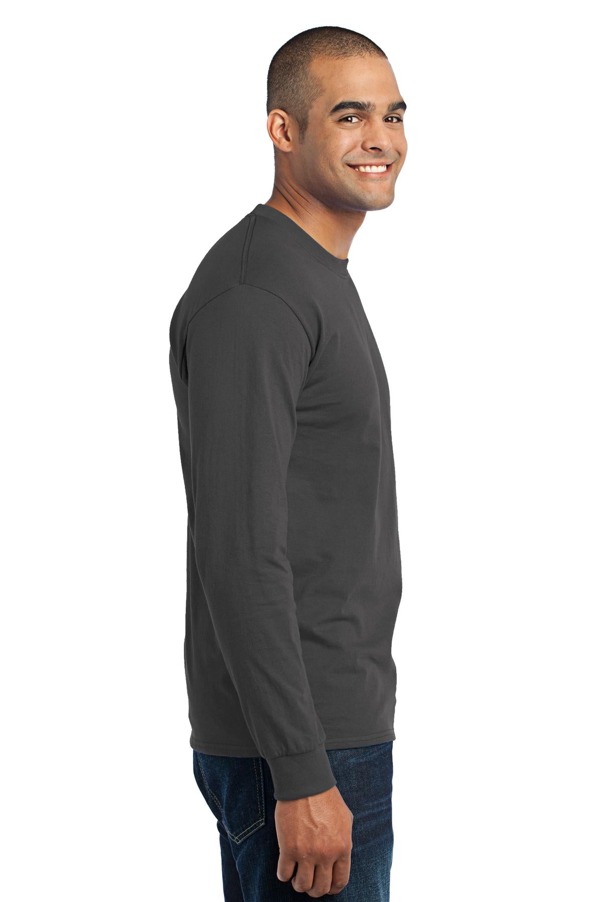 Charcoal Port & Company Tall Long Sleeve Core Blend Tee. PC55LST