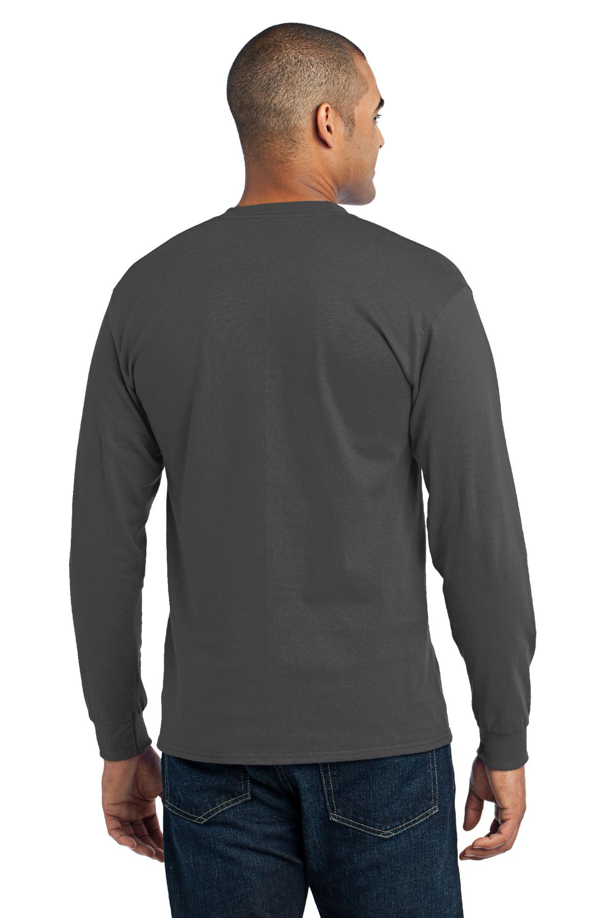 Charcoal Port & Company Tall Long Sleeve Core Blend Tee. PC55LST