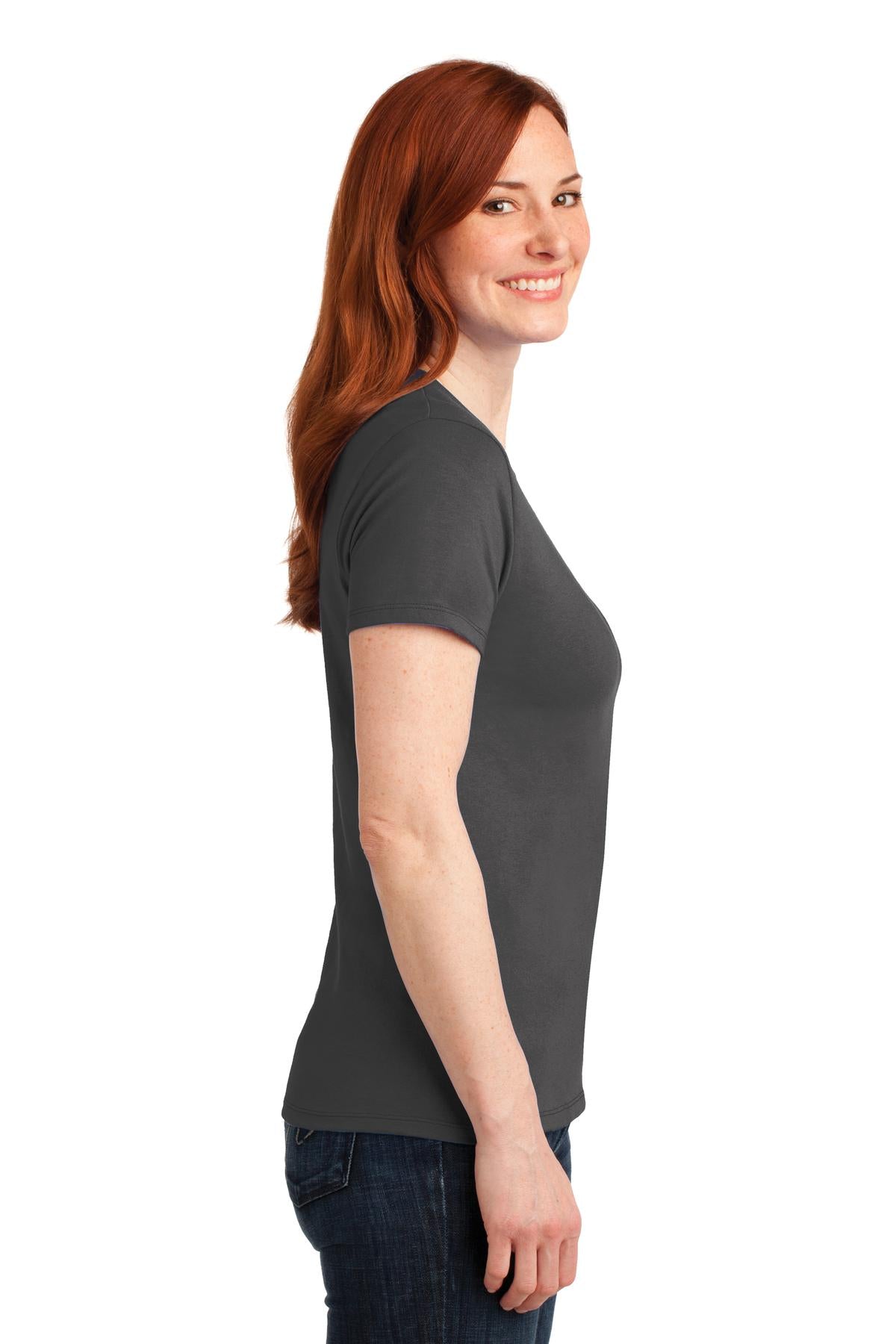 Charcoal Port & Company Women's Core Blend Tee. LPC55