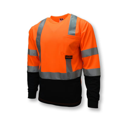 ST21B Type R Class 3 Long Sleeve Black Bottom T-Shirt - Orange/Black - Size XL