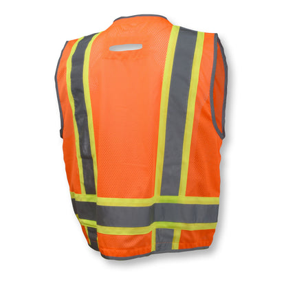 SV6H Type R Class 2 Heavy Duty Two Tone Mesh Surveyor Vest with Solid Pockets - Green - Size 2X
