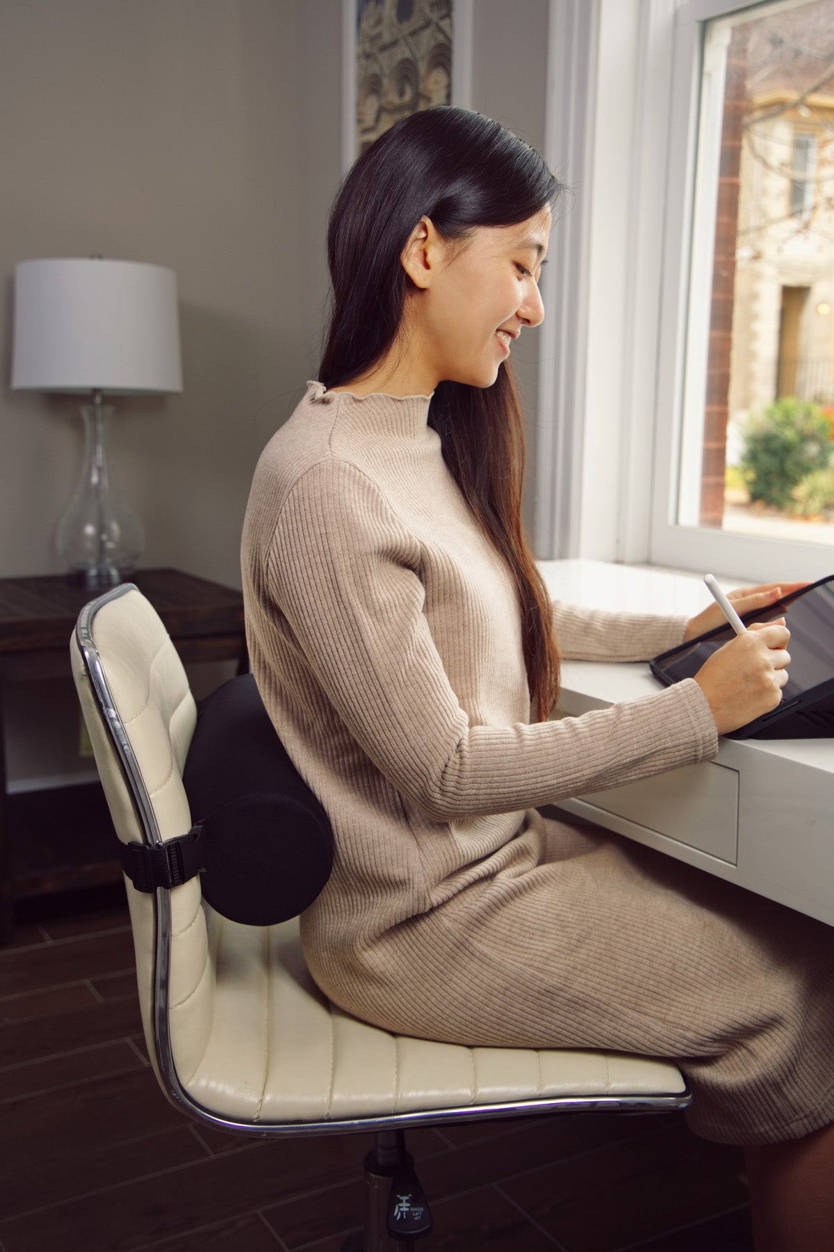 Black Comfort Logic™ Lumbar Support Roll Pillow