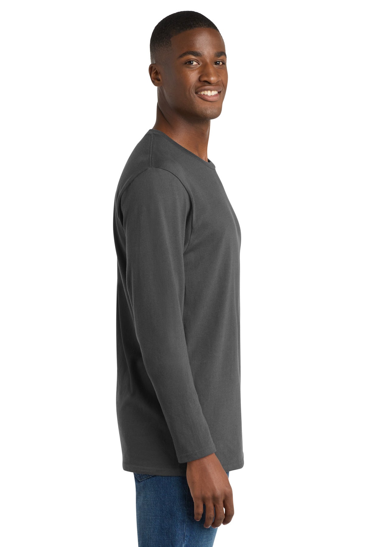 Coal Grey Port & Company Long Sleeve Bouncer Tee PC600LS