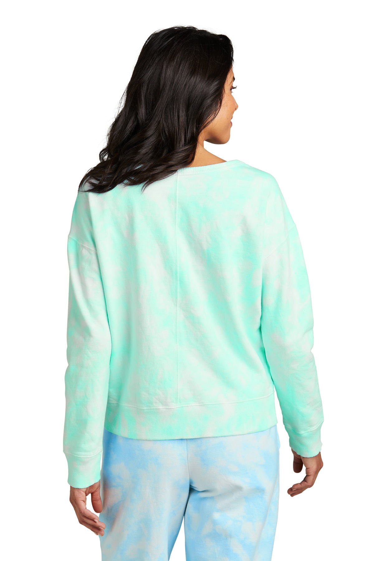 CoolMint Port & Company Women's Beach Wash Cloud Tie-Dye V-Neck Sweatshirt LPC140V