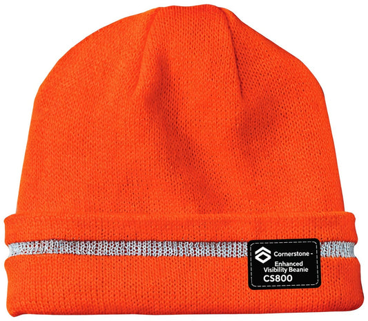 CornerStone - Enhanced Visibility Beanie with Reflective Stripe. CS800