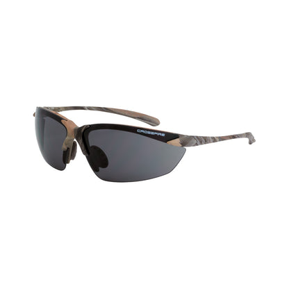Sniper Premium Safety Eyewear - Woodland Brown Camo Frame - Smoke Lens