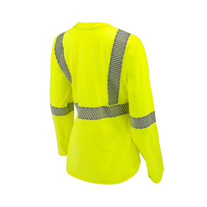ST921W Women's Type R Class 3 Segmented Reflective Long Sleeve FR T-shirt - Hi-Vis Green - Size 2X