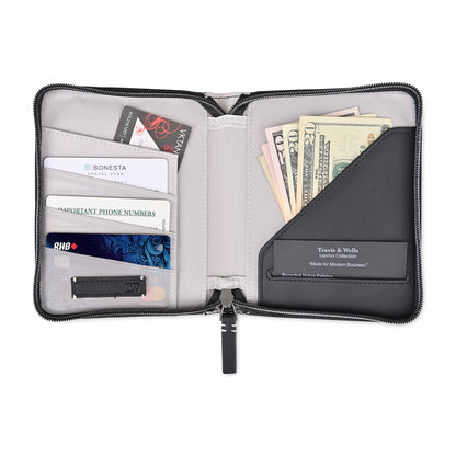 Black Travis & Wells® Lennox Passport Wallet