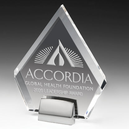 Diamond Award w/Chrome Base (6" x 7" x 3/4") - Laser Engraved