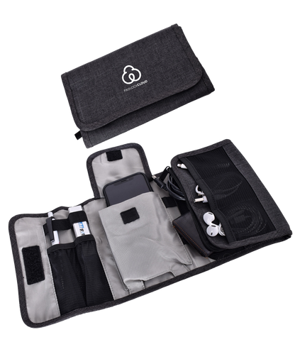 Gray Folding Electronics Organizer Carrying Case