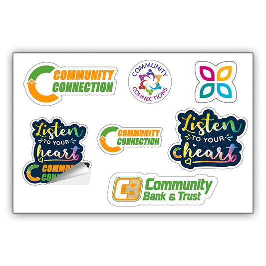 "CustomCut ™" Full Color Custom Shape Removable Vinyl Sticker Sheets (4"x 6")