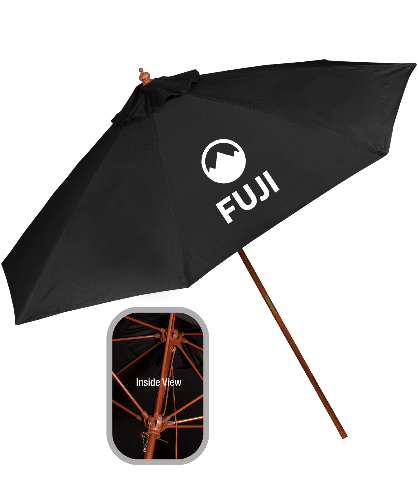 9' Wooden Polyester Market Umbrella