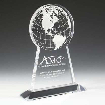 Tall Globe Award - Laser Engraved - (7½" x 9¼" x ¾")