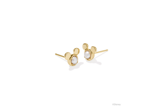 Kendra Scott Disney Gold Mickey Mouse Stud Earrings in Freshwater Cultured Pearl