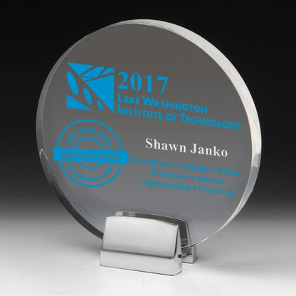 Round Award w/Chrome Base (6 1/2" dia. x 3/4") - 4 Color Process