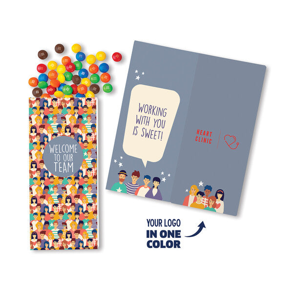 One Color Foil-Stamped Stock Welcome Sweeter Cards with Candy Coated Chocolate Bitz