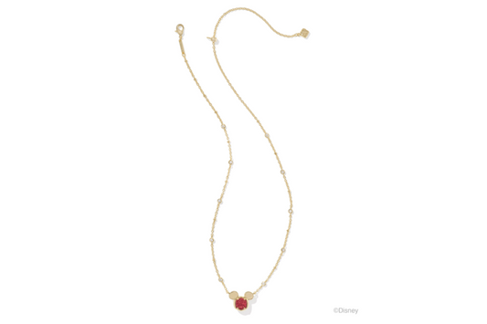 Kendra Scott Disney Gold Mickey Mouse Short Pendant Necklace in Bright Red Drusy
