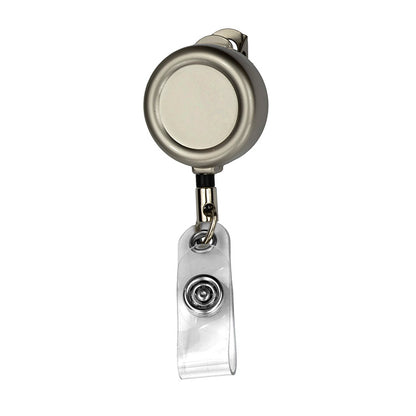 24" Cord Round Matte Solid Metal Retractable Badge Reel and Badge Holder