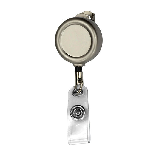 24" Cord Round Matte Solid Metal Retractable Badge Reel and Badge Holder