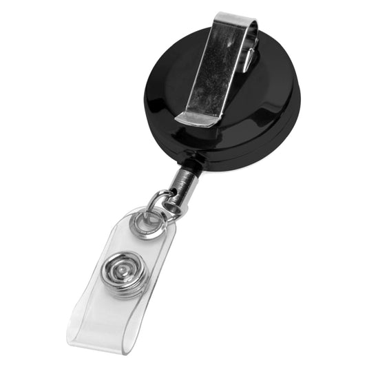 30" Cord Gunmetal Colored Solid Metal Retractable Badge Reel and Badge Holder with Laser Imprint