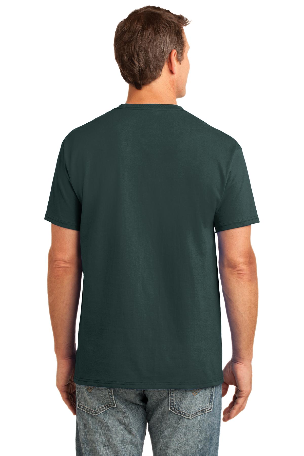 Dark Green Port & Company Core Cotton Pocket Tee. PC54P