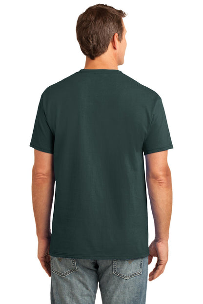 Dark Green Port & Company Core Cotton Pocket Tee. PC54P