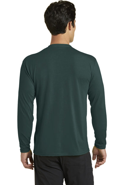 Dark Green Port & Company Long Sleeve Performance Blend Tee. PC381LS