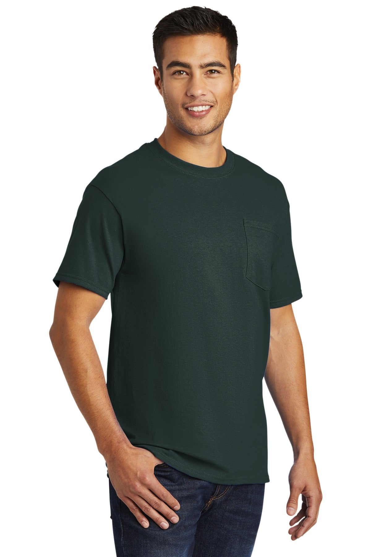 Dark Green Port & Company - Tall Essential Pocket Tee. PC61PT