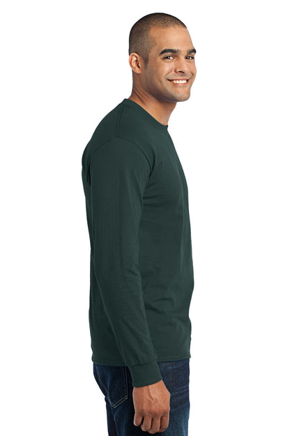 Dark Green Port & Company Tall Long Sleeve Core Blend Tee. PC55LST