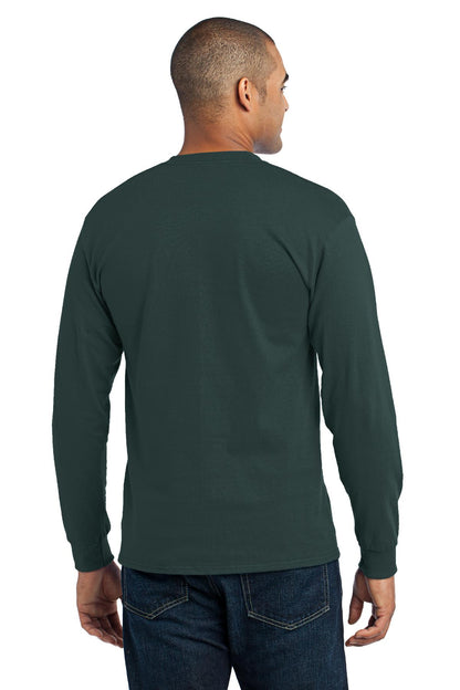 Dark Green Port & Company Tall Long Sleeve Core Blend Tee. PC55LST