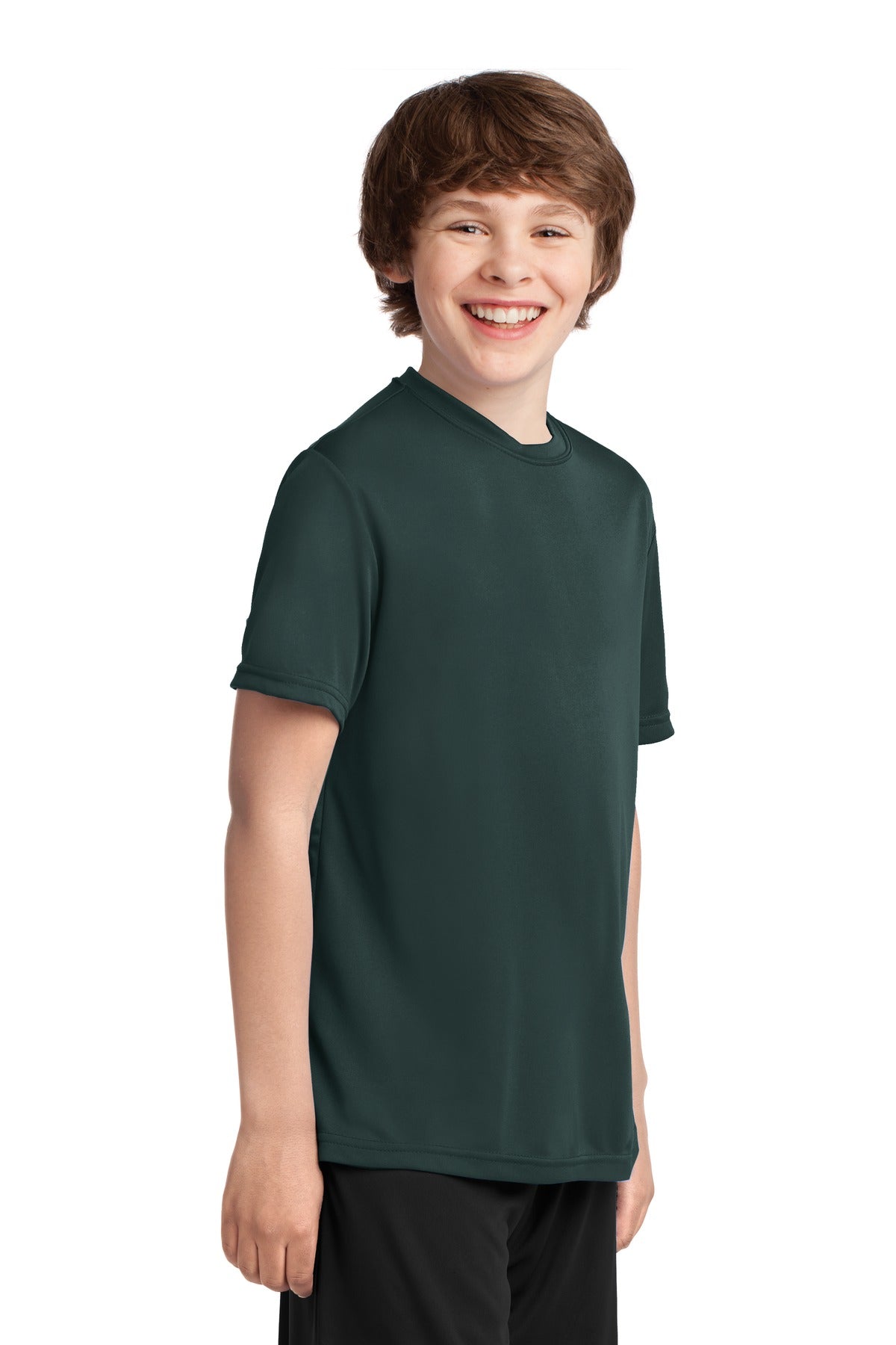 Dark Green Port & Company Youth Performance Tee. PC380Y