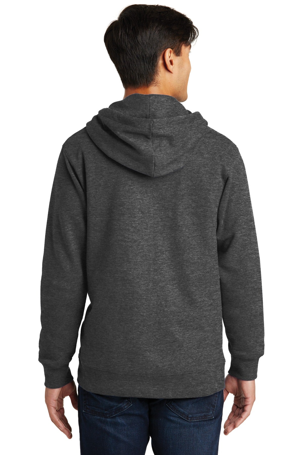 Dark Hthr Grey Port & Company Fan Favorite Fleece Full-Zip Hooded Sweatshirt. PC850ZH