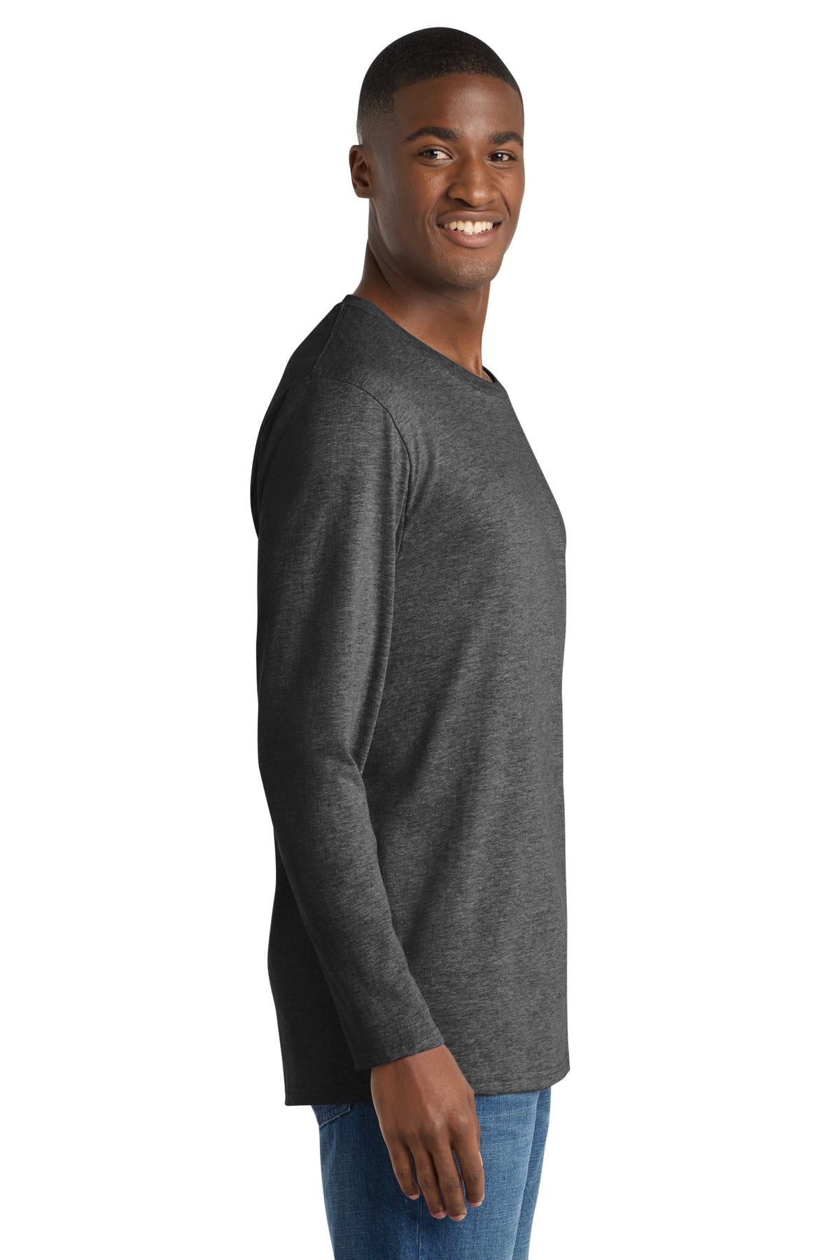 Dark Hthr Grey Port & Company Long Sleeve Bouncer Tee PC600LS