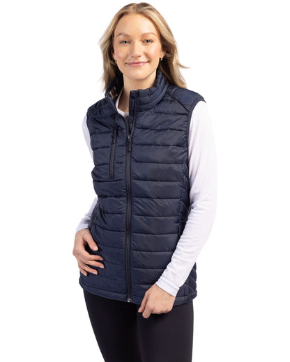Dark Navy Clique Hudson Insulated Womens Full-Zip Puffer Vest  - XS