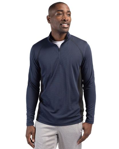 Dark Navy Clique Ice Pique Colorblock Mens Half Zip Tech Pullover  - S